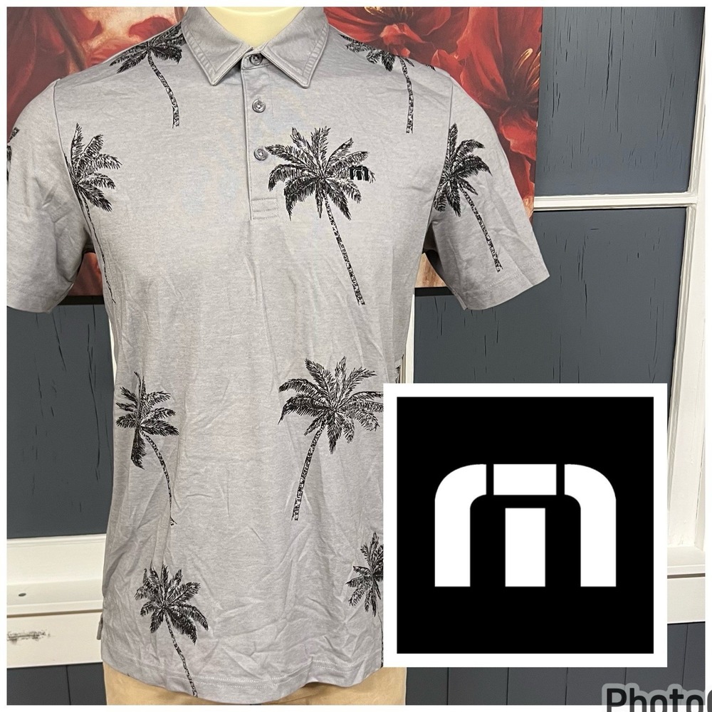 Travis Mathew Pique Knit Polo Golf Shirt Mens Sz Medium Slim Fit Gray